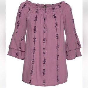 Lascana for Venus Mauve Bohemian On/Off Shoulder Top